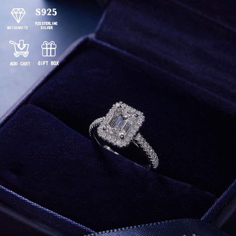 S925 Silver 2ct Cubic Ring for Women Proposal Engagement Wedding Ring